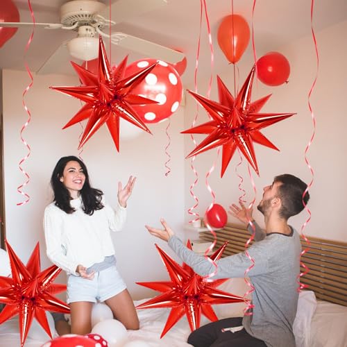 72 Pcs Foil Star Balloons Set - Red Party Decorations & Balloon Garland