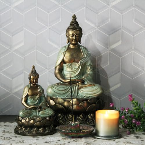 Gold Buddha Statue for Home Decor Meditation Zen Sculpture 8.3 Inch