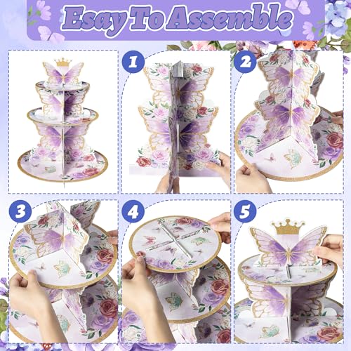 Purple Butterfly Cupcake Stand 3-Tier Party Dessert Tower - Variation of THIS listing