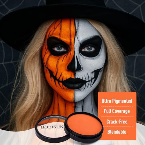 Orange Face & Body Paint Kit - Water-Based Halloween Makeup, Safe Non-Toxic, Stage & Costume Use