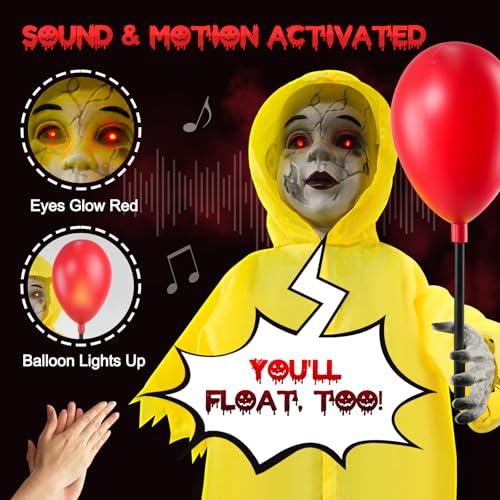 4 Ft Life Size Halloween Animatronics Prop with Sound & Touch - Yellow Variation
