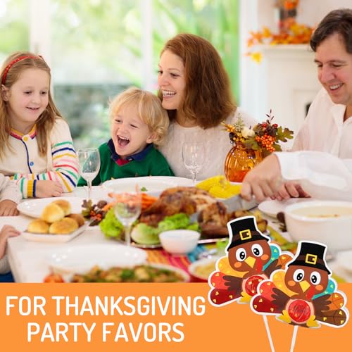 Thanksgiving Turkey Lollipop Paper Cards - Fall Candy Wrapping Decorations Set of 48
