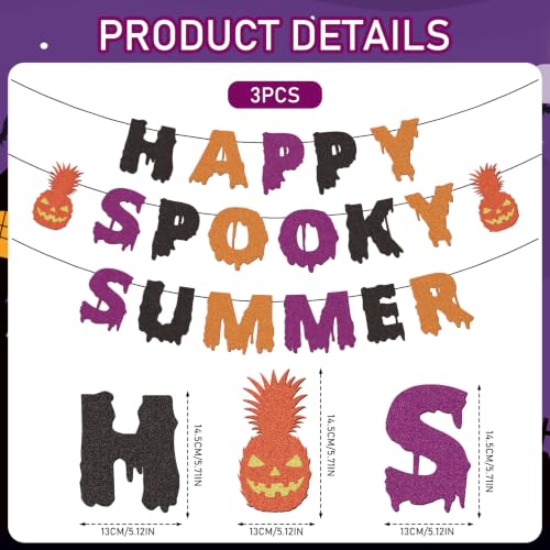 Happy Spooky Summer Party Banner – Summerween Halloween Decorations Set, 3PCS