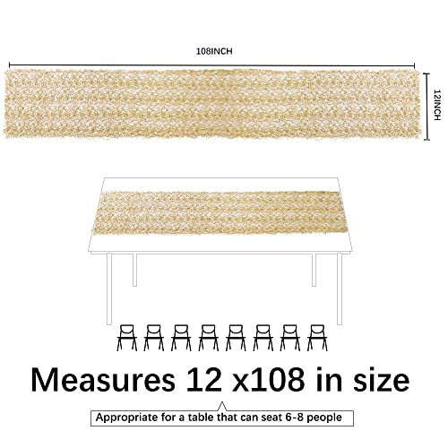 6 Pack Gold Sequin Mesh Table Runners 12x108 Inch for Wedding Party Christmas