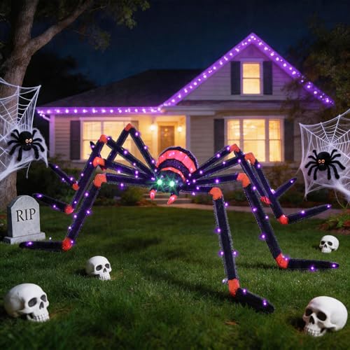6.8FT Halloween Spider Decoration with 140 LEDs - Outdoor Spooky Decor Variation of This Listing