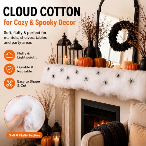 Halloween Spider Web Decor Set with 40 Black Spiders - Spooky Indoor Decoration