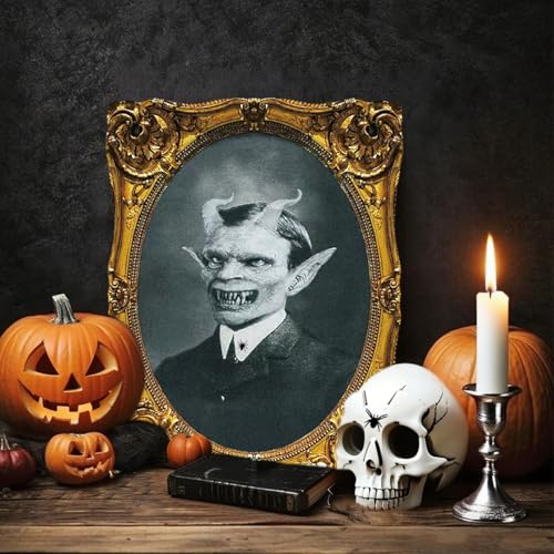 3D Moving Portrait Halloween Wall Decor Set - Spooky Optical Illusion, Gothic Frame, 4 Pack