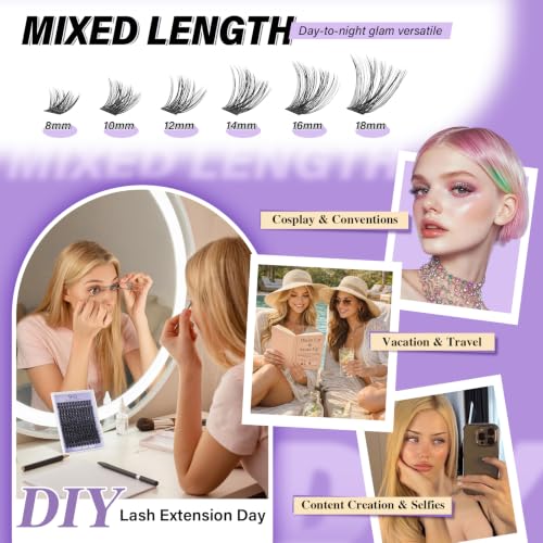Natural Wispy Eyelash Clusters B02-D-8-16 MIX - 156PCS All-Day Wear