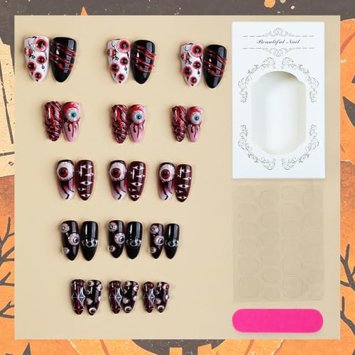 Halloween Press On Nails Medium Almond with Blood Eye - Variation of THIS listing 12
