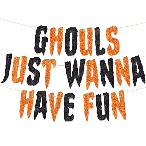Pre-String Ghouls Just Wanna Have Fun Glitter Banner - Birthday Party Decorations