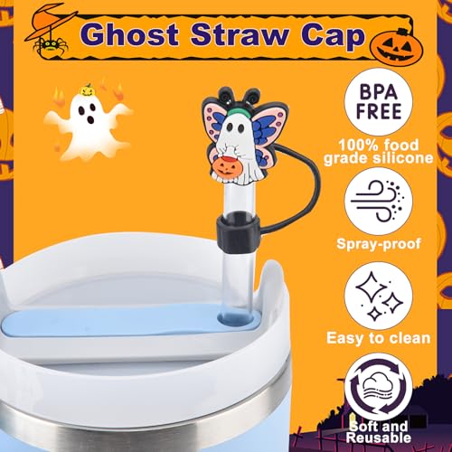 Ghost Silicone Straw Toppers for Stanley Cups 30/40 oz - Pack of 16