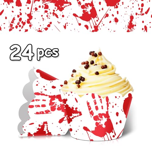 Halloween Cupcake Wrappers with Picks Party Decorations 24pcs