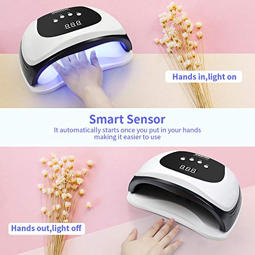 120W UV LED Nail Lamp with Auto Sensor for Gel Polish Drying - Dual Light Source