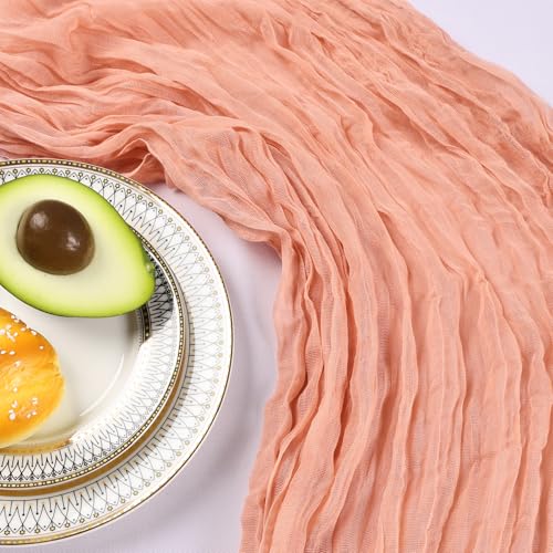 Peach Cheesecloth Table Runner 6 Pack 10Ft - Boho Wedding Decor