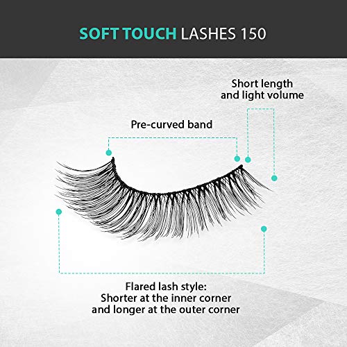 Soft Touch 150 False Eyelashes - Natural Look Strip Lashes, Lightweight Tapered Tips, 4 Pack