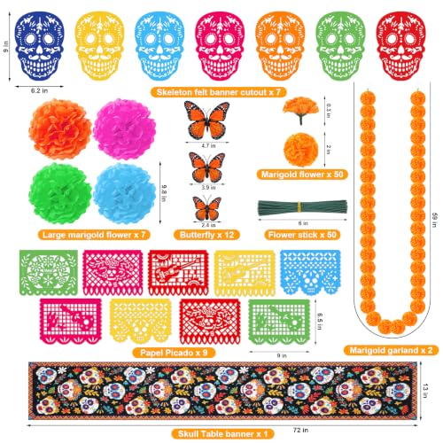 124-Piece Día de los Muertos Decorations Ofrenda Set - Day of the Dead Festive Decor