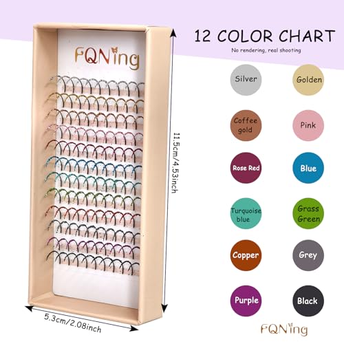 Glitter Lash Extensions Mix-12 Colors Sparkly Individual Spikes 15mm Long Lasting