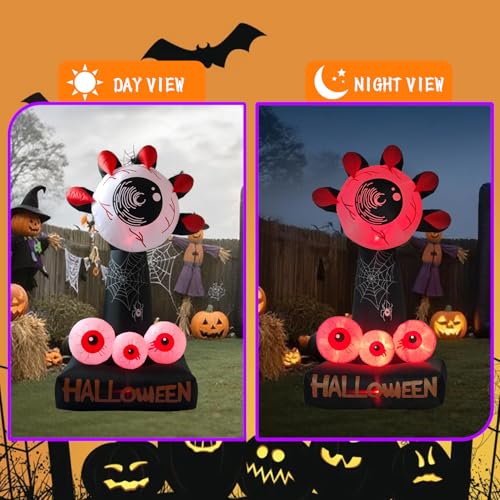 8ft Eyeball Halloween Inflatable with LED Lights - Spooky Yard Decor