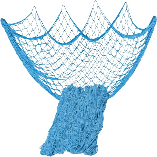Skyblue Fish Net Decoration for Party Wall Decor 79x59in - Handmade Nautical Style