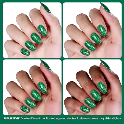 Beetles Green Gel Nail Polish - Glitter & Flakie Effect, 15ML - EverGleam
