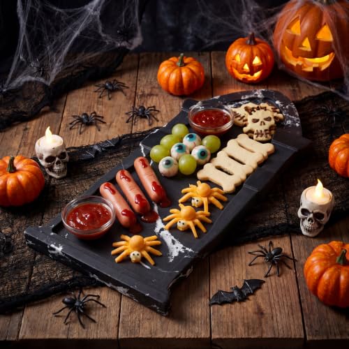 Halloween Coffin Marble Charcuterie Board Black Tombstone Serving Tray - Coffin Box Variation