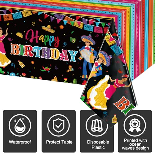 Mexican Fiesta Plastic Tablecloth 54x108 Inches - 3 Pack for Parties