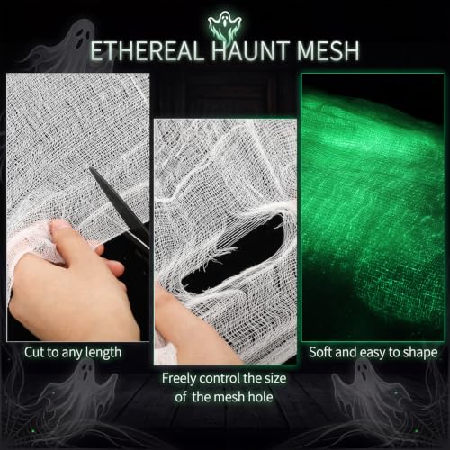Glow in the Dark Creepy Cloth Halloween Decoration 6 Pcs White & Green 85" x 197"
