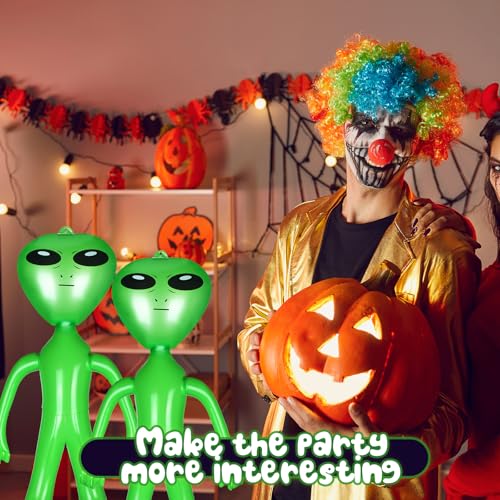 Green Inflatable Alien Balloons - 10 Pack, 18 Inch Halloween Party Decorations