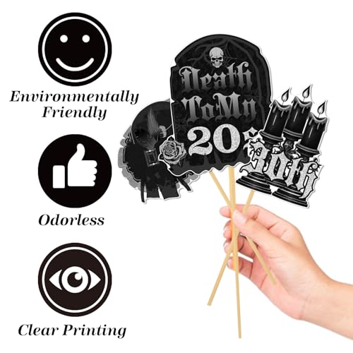 Gothic Style 30th Birthday Photo Booth Props - 20 Pack Dark Color Party Decorations