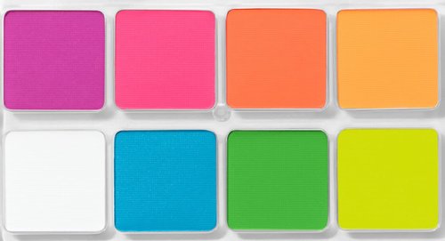 BAKEUP Neon Eyeshadow Palette – 8 Bold Shades, Micro Palm Size, Pressed Pigments & Eyeshadows, neon eyeshadow pigment, travel size, palette matte, highly pigmented