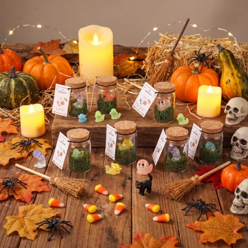 Halloween Ghost in a Jar Set - Vivid 30 Mini Glowing Figurines with Cork Stoppers