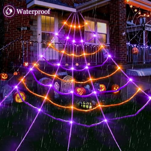 Giant 20x17 ft Halloween Spider Web with 5 ft Black Spider, Motion Sensor Lights
