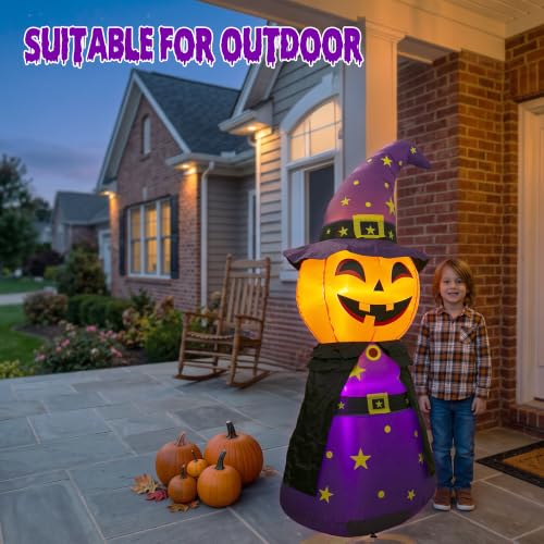 Purple Pumpkin Halloween Inflatable with Built-In LEDs, 5FT Outdoor & Indoor Decoration - Ghostly Glow