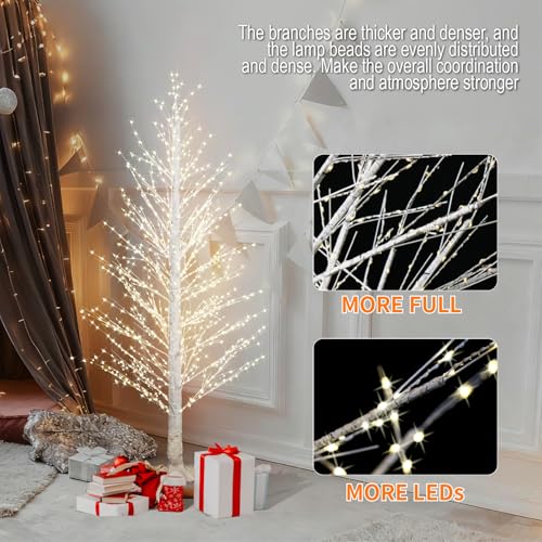 5FT Lighted Birch Tree with 945 LED Lights, Waterproof Indoor Outdoor Christmas Decor