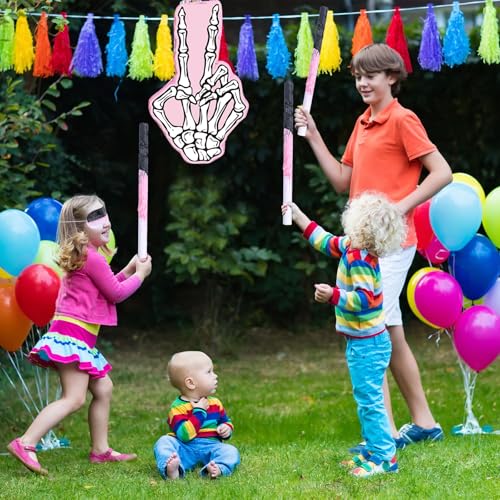 Bad Two the Bone Piñata Party Favors - Pink & White, V Sign Variation