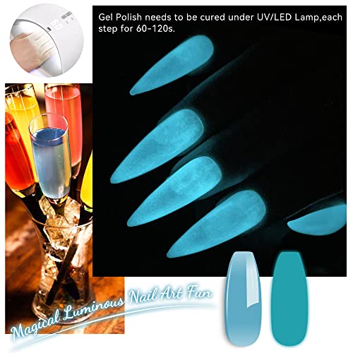 Glow in The Dark Nail Polish - Sheer Light Blue UV Gel Lacquer, 15ml, Variation YG01