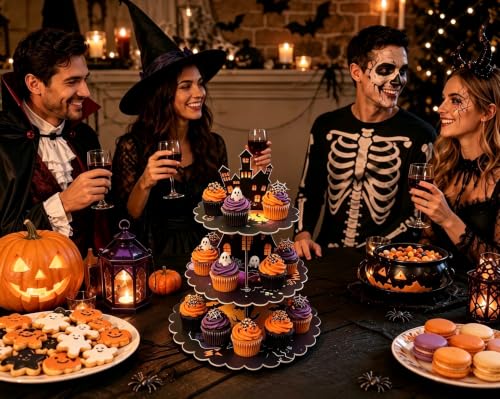 Halloween 3-Tier Cupcake Stand Haunted House Party Decor