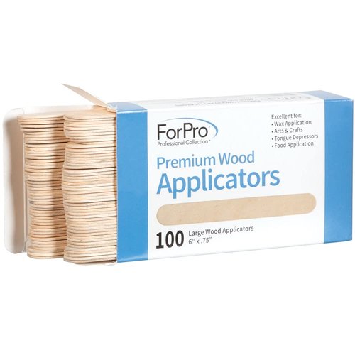 ForPro Professional Collection Premium Wood Applicators, Non-Sterile, Hair Removal Waxing Sticks, Large, 6” L x .75” W, 100-Count (Pack of 6)