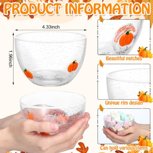 Potchen 2-Piece Fall Pumpkin Candy Bowls - 14 oz Glass Snack Dishes - Pumpkin Variation
