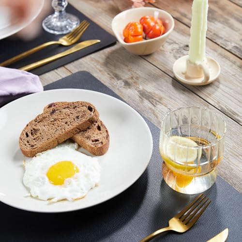 Black Faux Leather Placemats Set of 8 - Modern Dining Table Protectors