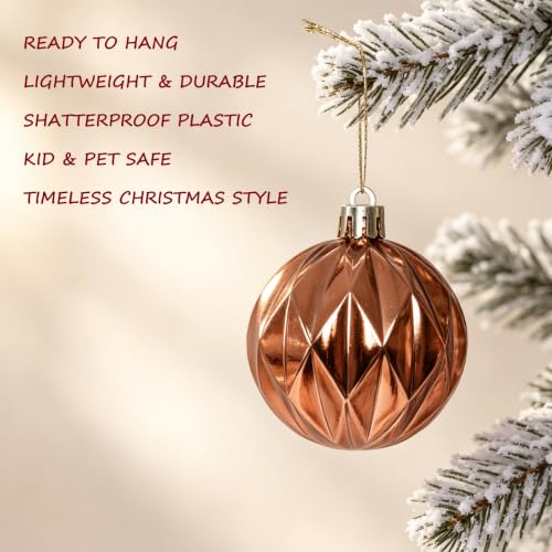 Green Copper Gold Christmas Tree Ornaments Set - 30 Mini 2.36 Inch Holiday Decor
