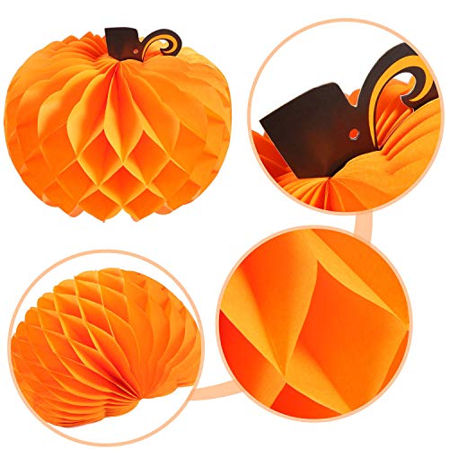 14-Pack Fall Honeycomb Pumpkin Decorations - 10.2 Inch Paper Halloween & Thanksgiving Centerpieces