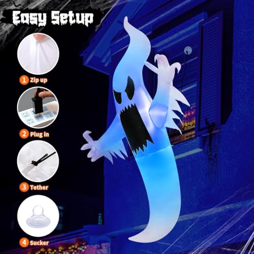 Halloween Ghost Inflatable Decorations with LED Lights - 6FT & 12FT Outdoor Inflatables