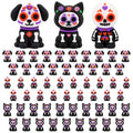 60 Pcs Day of The Dead Animal Mini Figures - Black & White Decorative Set