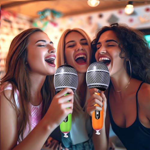 Inflatable Microphones Party Decorations, 12 Pack, 10 Inch Fun Karaoke Props