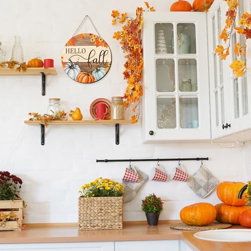 Fall Welcome Sign - Rustic Teal Pumpkin Patch Front Door Decor 12x12in