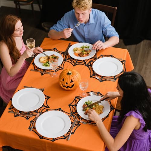 Halloween Glitter Spider Web Paper Placemats Set of 60 - 13x13 Inch Table Decor