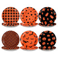 Halloween Paper Plates 9 Inch Pack - Heavy Duty Buffalo Plaid Ghost Pumpkin Design, Disposable Party Tableware