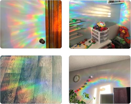iKopink 58PCS Halloween Window Clings - Transparent Bat Window Stickers with Rainbow Effect
