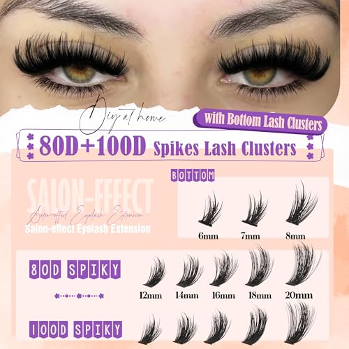 D Curly Spiky Lash Clusters 80D 100D Volumizing Eyelash Extensions 6-20mm - 255Pcs